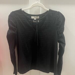 LOFT Black Long Sleeve Textured Tee